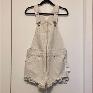 Free People Off White Denim Overalls
